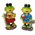 thumbnail image 1 of Frog Statues Figurines Surfer Garden Home Shelf Decor Collectible Hawaiian Polynesian Style Dressed Party Wedding Indoor Outdoor 5" H (Set of 2 Standing Figurines), 1 of 5