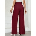 thumbnail image 4 of Chiclily Women Wide Leg Pants with Pockets High Waist Tie Knot Casual Trousers, US Size Small in Burgundy Stripe, 4 of 7
