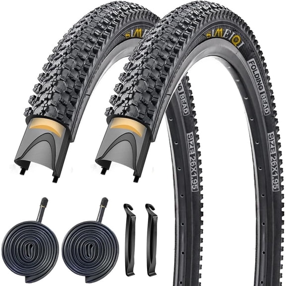 26 X 1.95 Inch Folding Bike Tires with 3mm Anti Puncture Proof Protection for Mountain Bicycles