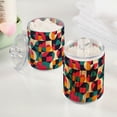 thumbnail image 2 of Yayeee 2 Pack Qtip Holder Dispenser for Bathroom with Lid Cotton Swab Canister, Retro Geometric, 2 of 6