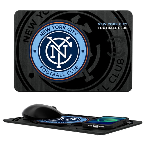 New York City FC Mono Tilt Logo Wireless Charger & Mouse Pad