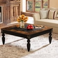 thumbnail image 2 of Tribesigns Square Coffee Table, Rustic Coffee Table Wood Coffee Table for Living Room Low Table with Storage, Brown & Black, 2 of 6