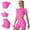 Hot Pink, variant on FYMNSI 3 Piece Summer Outfits Short Sets for Women Seamless Workout Sweat Suits Athletic Crop Top Sport Bra with Biker Shorts L Hot Pink