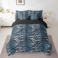 thumbnail image 2 of Homewish Boys Girls Zebra Print Bedding Comforter Set 7-Piece,Abstract Geometric Stripes King Bedding Sets,Black Blue Ultra Soft Bed Sheets,Ultra Soft Home Decor,Reversible, 2 of 8