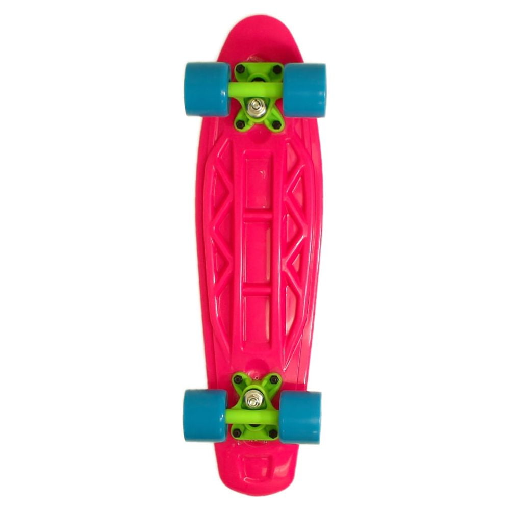 Maui and Sons 22 inch Pink Cookie Logo Retro Cruiser Skateboard, 60mm Diameter PU Wheels