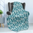 thumbnail image 4 of Leaves Soft Flannel Fleece Throw Blanket, Exotic Brazilian Forest Foliage in Vintage Style Illustration, Cozy Plush for Indoor and Outdoor Use, 50" x 70", Aqua Dark Teal and White, by Ambesonne, 4 of 5