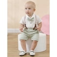 thumbnail image 4 of CARETOO Baby Boy Clothes Newborn Infant Shirt Bowtie Beret Suspender Pant 0-18M Gentleman Outfit, 4 of 17