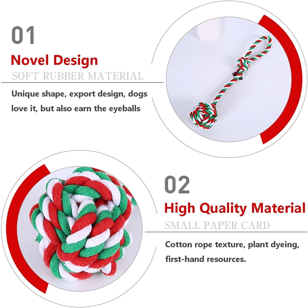 Ausugar Christmas Dog Toy 10PCS Indestructible Dog Rope Chew Toy Set for Dogs Training Playing Teething