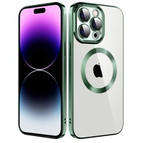 Feishell Magnetic Clear Case with Camera Lens Film Protection for Apple iPhone 11 (6.1 Inch),Compatible with MagSafe Wireless Charging,Stylish Plating Shockproof Transparent Slim Phone Case,Darkgreen