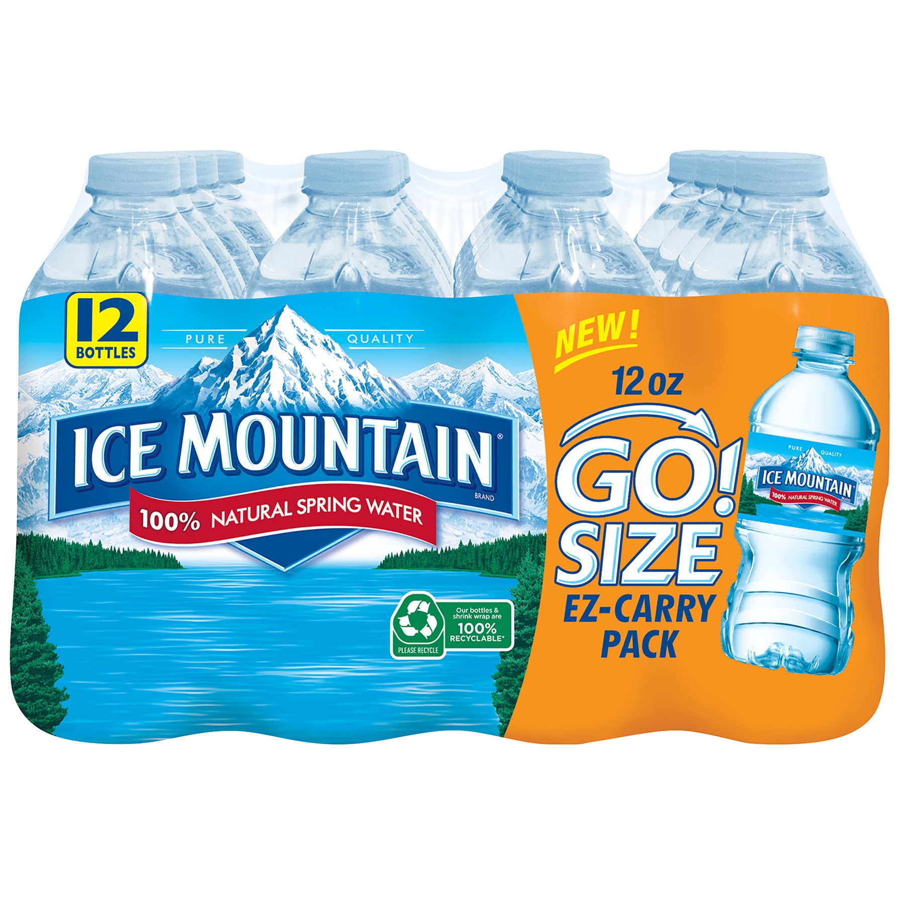 ICE MOUNTAIN Brand 100% Natural Spring Water, 12-ounce plastic bottles (Pack of 12)