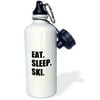 3dRose Eat Sleep Ski - skiing enthusiast passionate skier - sport black text, Sports Water Bottle, 21oz