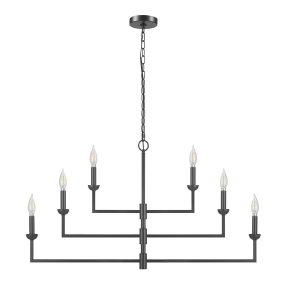 Globe Electric Contemporary 6-Light Matte Black Swivel Arm Chandelier