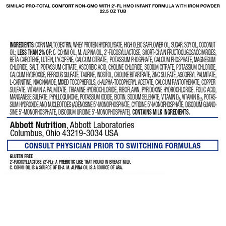 Similac Pro-Total Comfort Infant Formula with Iron, 22.5 oz Tub