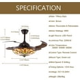 thumbnail image 3 of FETCOI 42"Tiffany Style Invisible Ceiling Fan with Lights and Remote Control Retractable Reverse Blades, 3 of 9