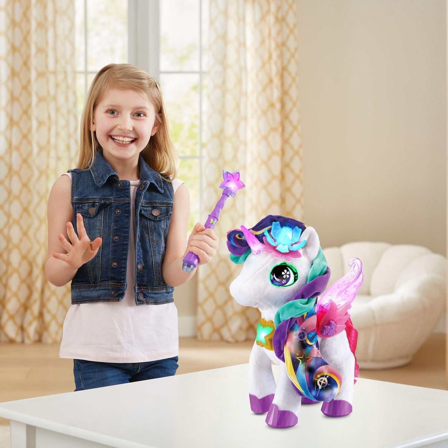 VTech Styla, ma licorne maquillage magique- Jouet interactif, animal de compagnie électronique chantant avec baguette
