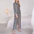 thumbnail image 3 of Yiaed Colorful Alpaca Print Pajamas Women's Long Sleeve Sleepwear Soft Button Down Loungewear Pjs Lounge Set Nightwear Womens Pajama Pants-X-Large, 3 of 7