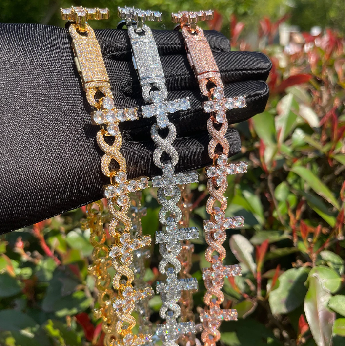 Dubss Iced Out Prong Necklace for Women Cross Infinity Choker