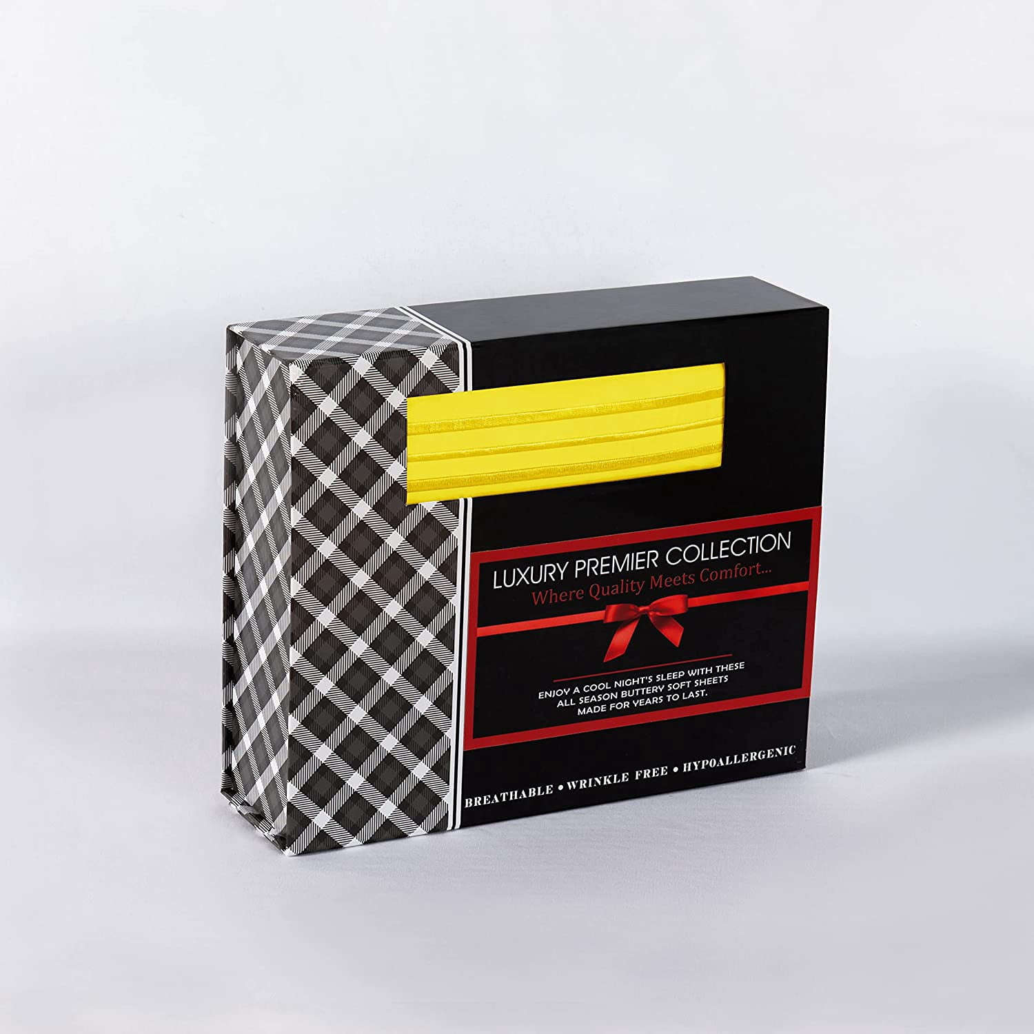 4-Piece Bed Sheet Set In a GIFT BOX Deep Pocket and Easy Fit California King Yellow