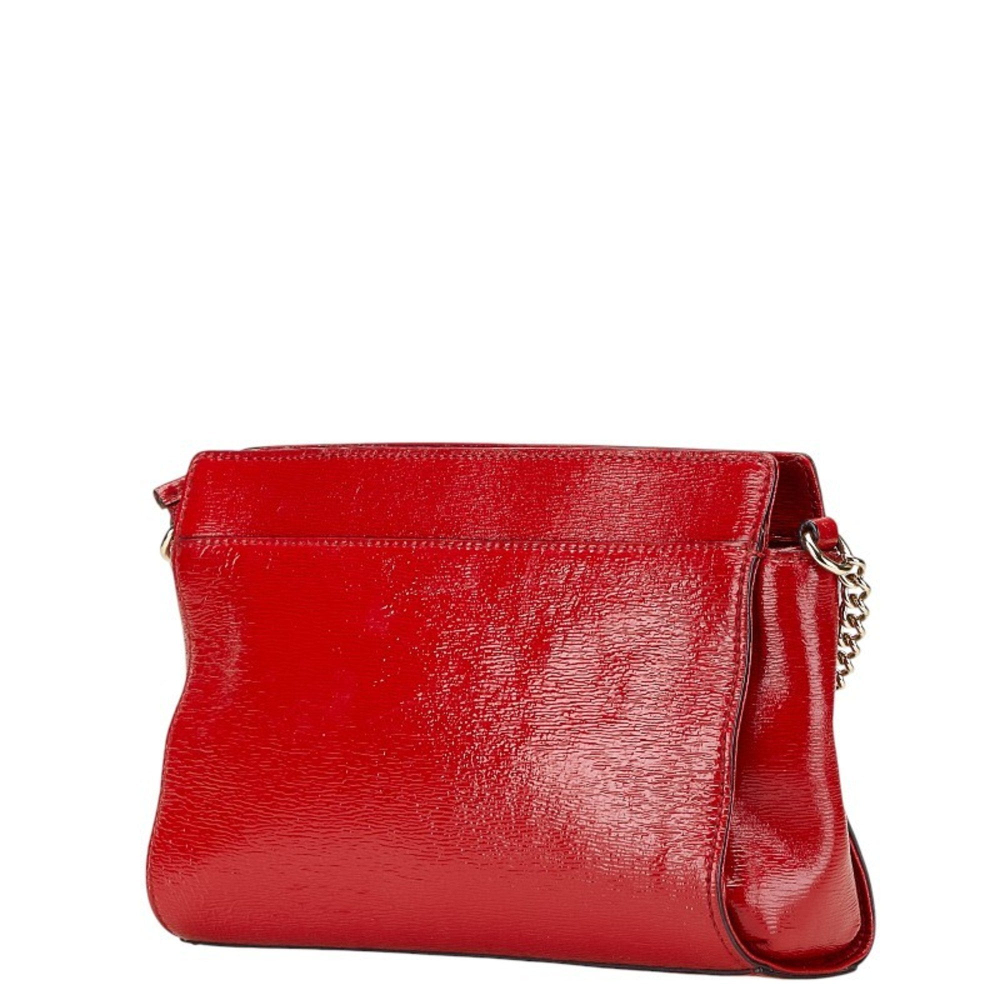 Pre-Owned Kate Spade Ribbon Crossbody Chain Shoulder Bag in Red Enamel, Women's