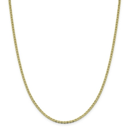 10k Yellow Gold 2.4mm Flat Link Anchor Necklace Chain Pendant Charm Gifts For Women For Her