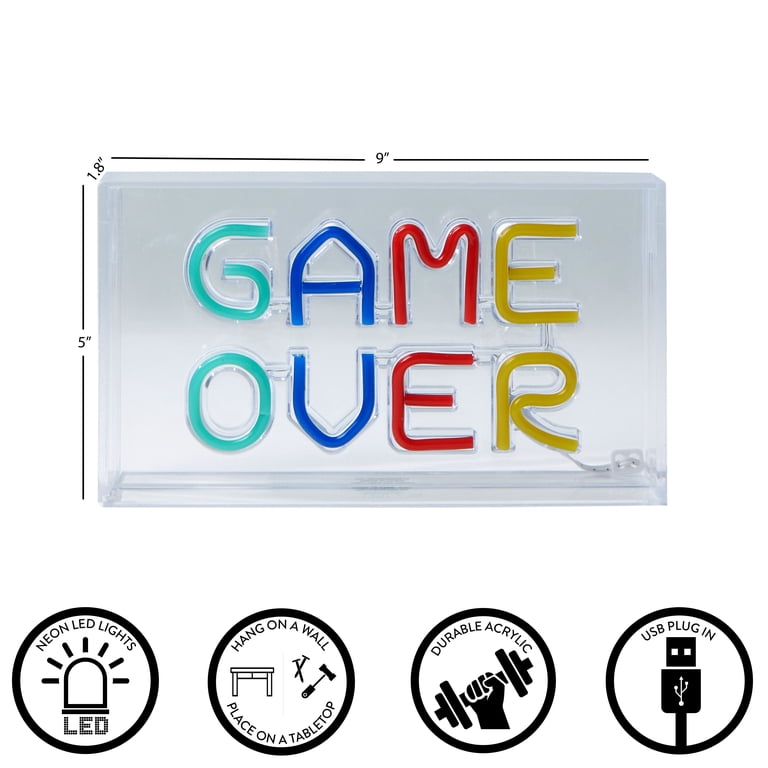 American Kids Game Over Neon Acrylic Lamp Box, 9