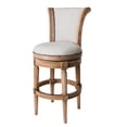 thumbnail image 1 of Maven Lane Pullman Bar Stool, Weathered Oak Finish Sand Fabric Upholstery, 1 of 6