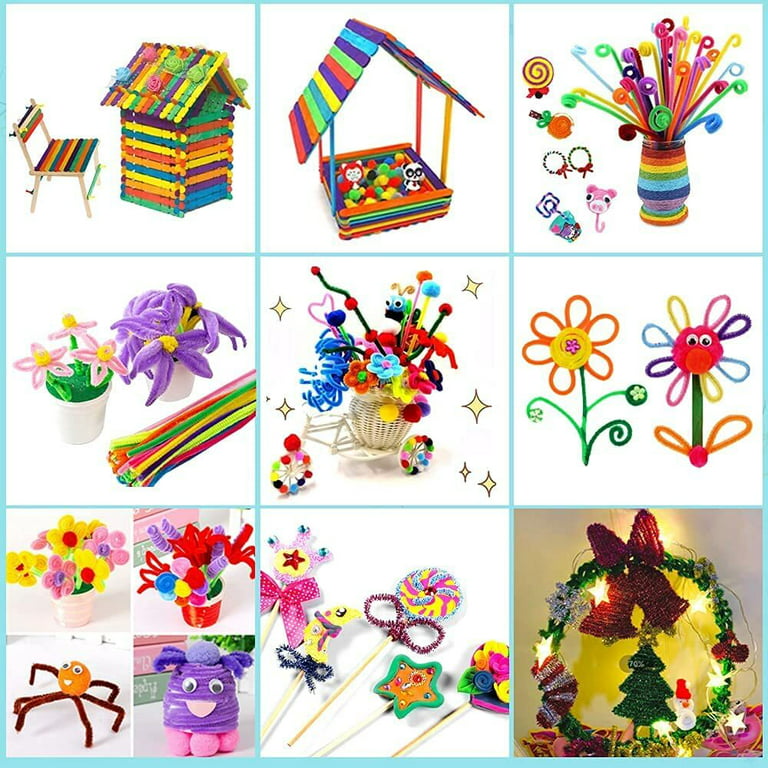 Jumbo Arts & Crafts Kit Box - 2,000+ Pieces Pompoms, Craft Sticks, Pipe  Cleaners, Scissors, & More in Large Craft Box - Art Supplies Set for Adults  & Kids Age 6,7,8,9,10,11,12 