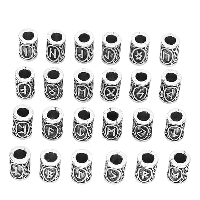 CUENTAS 24 PIZAS DE CABELLO BARBA DE BARBA PATRONES ÚNICOS Patrones Únicos Vintage Camode Beads Accesorios de Rastas