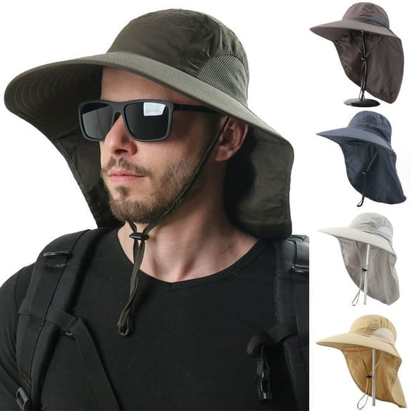 Yoyauz Waterproof Breathable Outdoor Sun Hat for Men with 50 UPF Protection Safari Cap Wide Brim Fishing Hat with Neck Flap