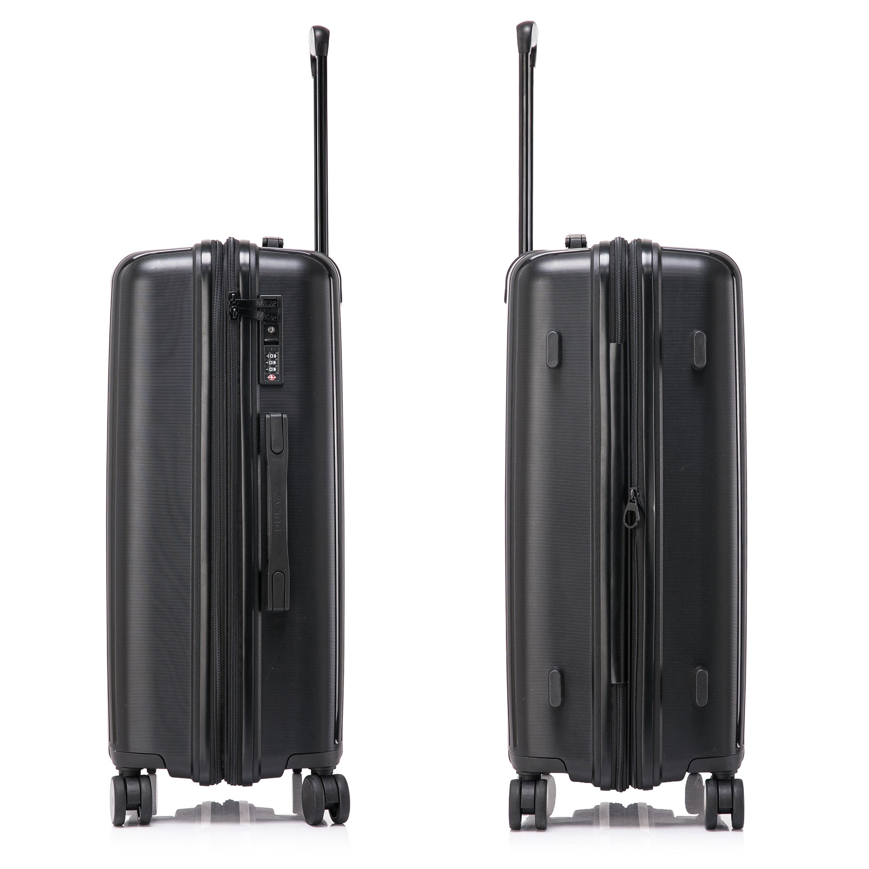 DUKAP AIRLEY 24" Lightweight Hardside Checked Luggage with Spinner Wheels, Handle and Trolley, Black