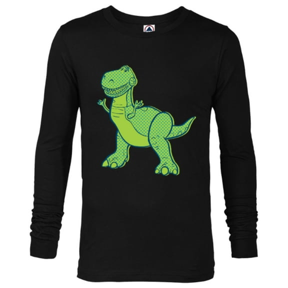 Disney Pixar Toy Story 4 Rex Halftone T-Shirt - Long Sleeve T-Shirt for Men - Customized-Black