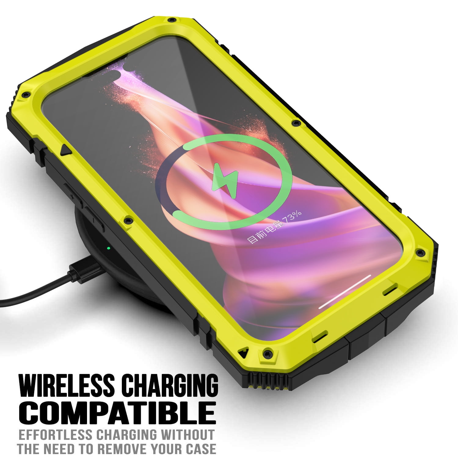 for iPhone 13 Armor Cover Case with Screen Protector, with Built-in 360° Rotate Ring Stand Heavy Duty Protection Cover Case for Apple iPhone 13, Yellow