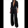 thumbnail image 1 of Conjunto de Traje Elegante de Dos Piezas para Mujer, Chaqueta Informal de Negocios de Gran Tamaño, Pantalones de Trabajo de Pierna , para Otoño y . Negro XL, 1 of 10