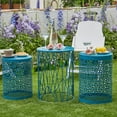 thumbnail image 2 of Y&M Outdoor Heavy Duty Metal Round End Table, Blue (Set of 3), 2 of 7