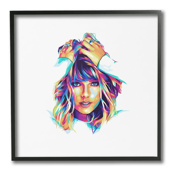 Stupell Industries Bold Taylor on White Abstract Painting Black Framed Art Print Wall Art, 12 x 12