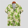 thumbnail image 3 of Camisas de playa de verano de Hawái 2024, camisa para hombre y mujer, camisa de pareja con solapa estampada de trébol de cuatro hojas, camisas florales verdes, 3 of 5