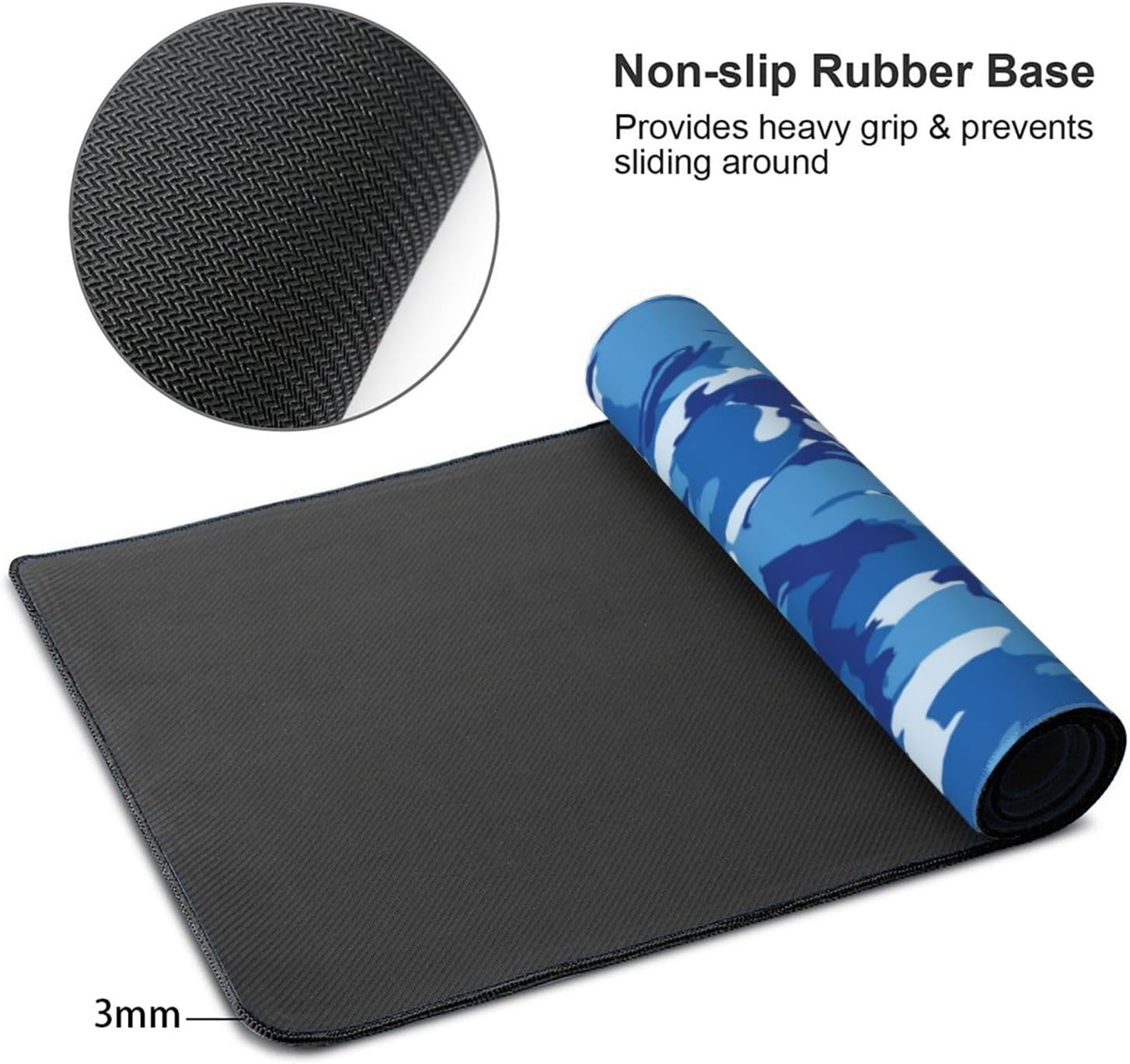 Gaming Mouse Pad Large Desk Mat,Desk Pad Extended Keyboard Pad,Anti-Slip Rubber Base Mouse Pad for Women Girls Work,Game,Office,Home 35.4"X15.7",Blue Camouflage