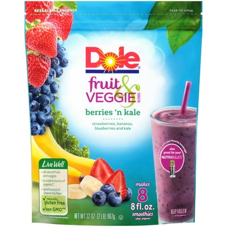 Dole Fruit and Veggie Smoothie Blends Frozen Berries N Kale Blend