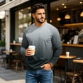 thumbnail image 6 of GrmtClth Mens T-Shirts Dual Tone Gradient Ombre Long Sleeve Crewneck Tops All Over Fade Dye Soft Stretch Blend Fashion Pullover Shirts Dark Gray M, 6 of 7