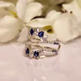thumbnail image 3 of 1.52Ct White & Blue Sapphire Ring Guard – Engagement Ring Jacket Wrap Enhancer, September Birthstone Bridal Band, 3 of 4