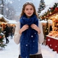 thumbnail image 7 of harmtty Women Long Scarf Solid Color Thickened Scarf Imitation Fox Fur Versatile Soft Scarf Winter Outdoor Wear, 7 of 7