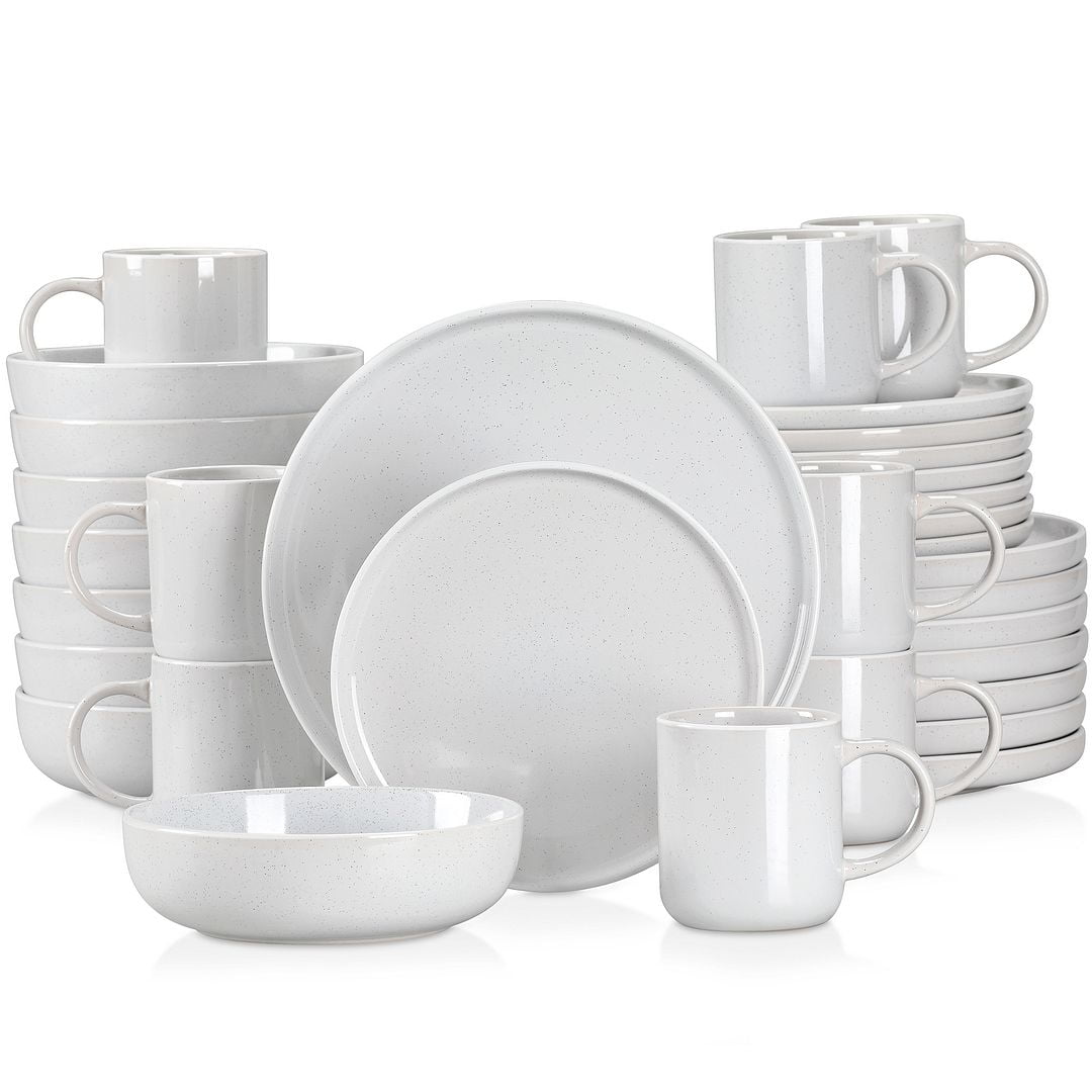 Vancasso Dinnerware Sets, Stoneware Dinner Set for 8, 32-Piece Round Dark  Grey, Series SESAM 