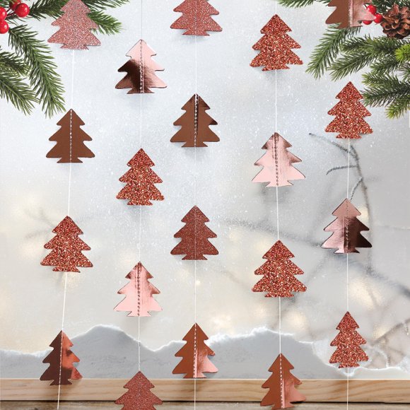 Cheerland Guirnalda De Árbol De Oro Rosa Serpentina De Navidad Decoración De Fiesta Temática De Bosque Fondo Colgante De Navidad Decoración De Pancarta De Árbol Para Fiesta De Cumpleaños De Invierno D