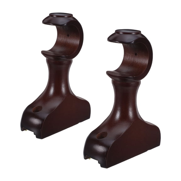HONMEET 2Pcs Brown Wood Curtain Rod Holders Decorative Brackets for Living Room