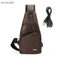 thumbnail image 3 of BadPiggies Men's PU Leather Sling Bags Small Chest Shoulder Crossbody Messenger Travel Hiking Multipurpose Daypack Backpack (Dark Brown), 3 of 10