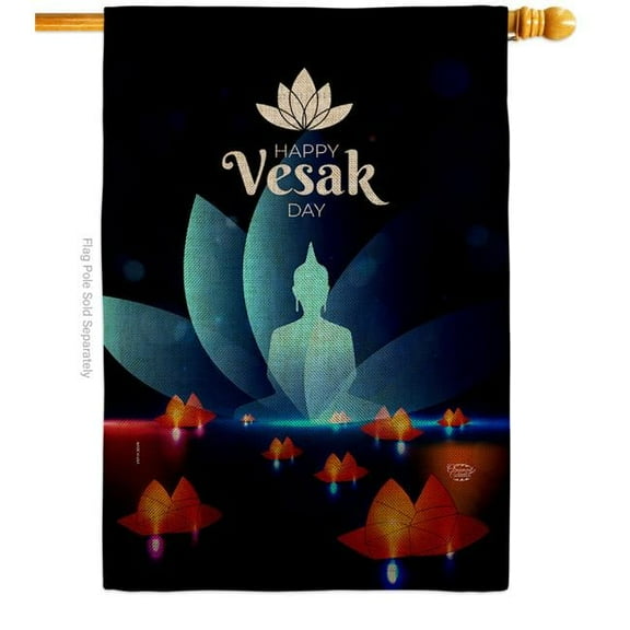 Ornament Collection H190177-DB Happy Vesak Day Religious 28 x 40 in. Double-Sided Decorative Horizontal House Flag for Decoration Banner Garden Yard Gift
