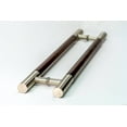 thumbnail image 4 of 48 Inches Length Modern Door Handles in Dark Mahogany Birch Wood Brushed Ends Finish, Stainless Steel Handle Pulls for Wood Glass Metal Front Doors Barn Door Sliding Doors, Cylindrical H-Shaped Bar, 4 of 13