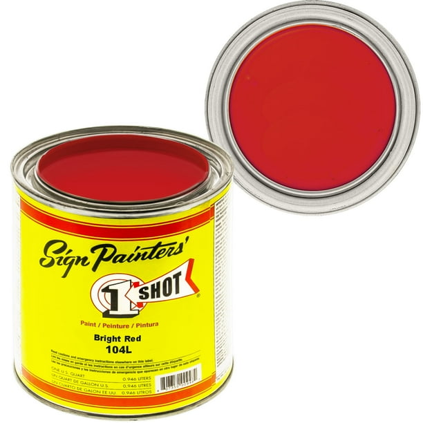 1 Shot Lettering Bright Red Pinstriping Lettering Enamel Paint, Quart