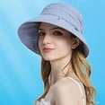 thumbnail image 2 of Sun Hat, Visor Hats for Women, Cotton Casual Flat Top Bucket Hats with Pleated Decoration to Makes You Look Fashion and Elegant Comfort Fit for Head Size 22.05-22.83 Inch, Black, 2 of 7
