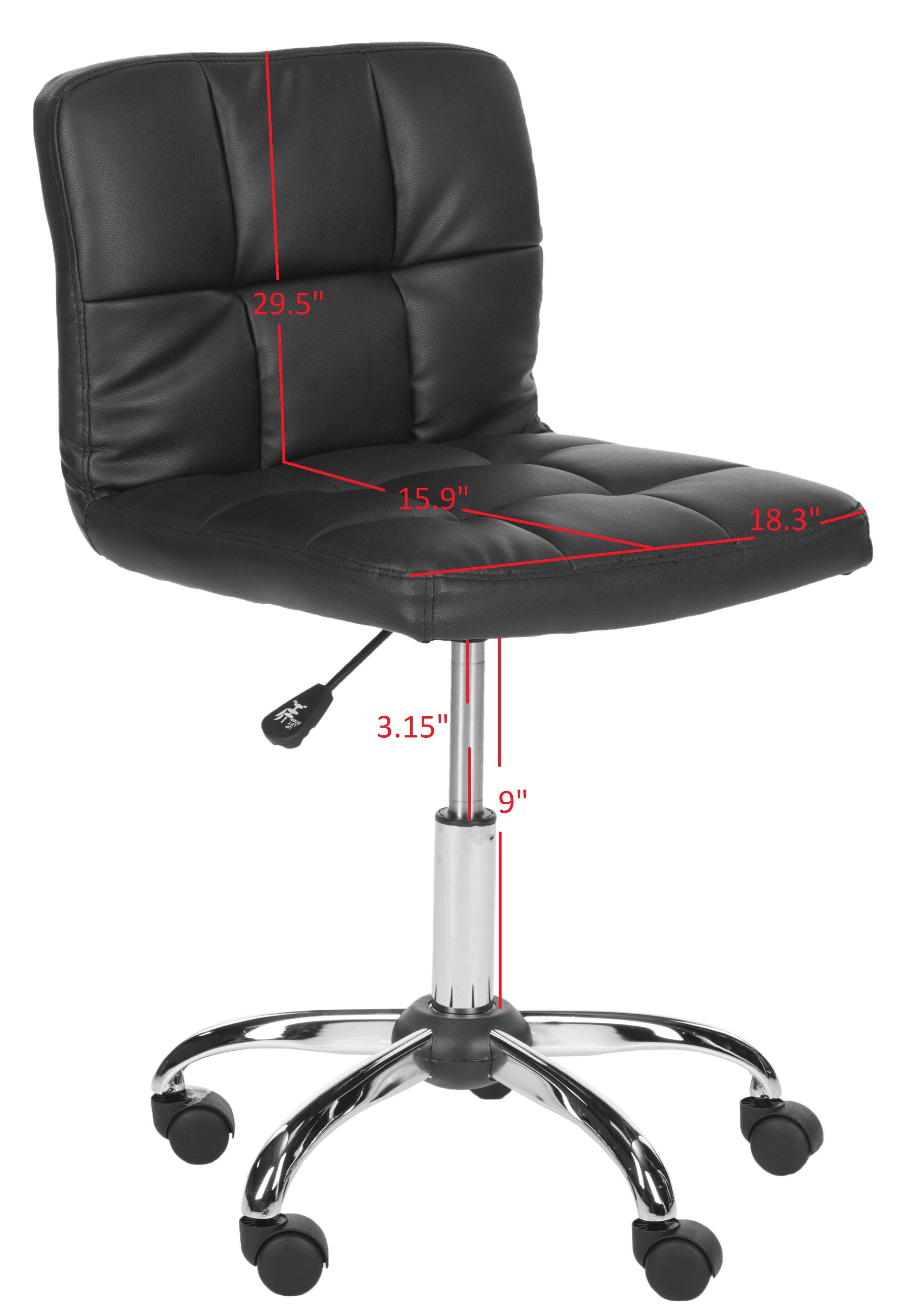 Safavieh Brunner PVC Mid Back Desk Chair, Black